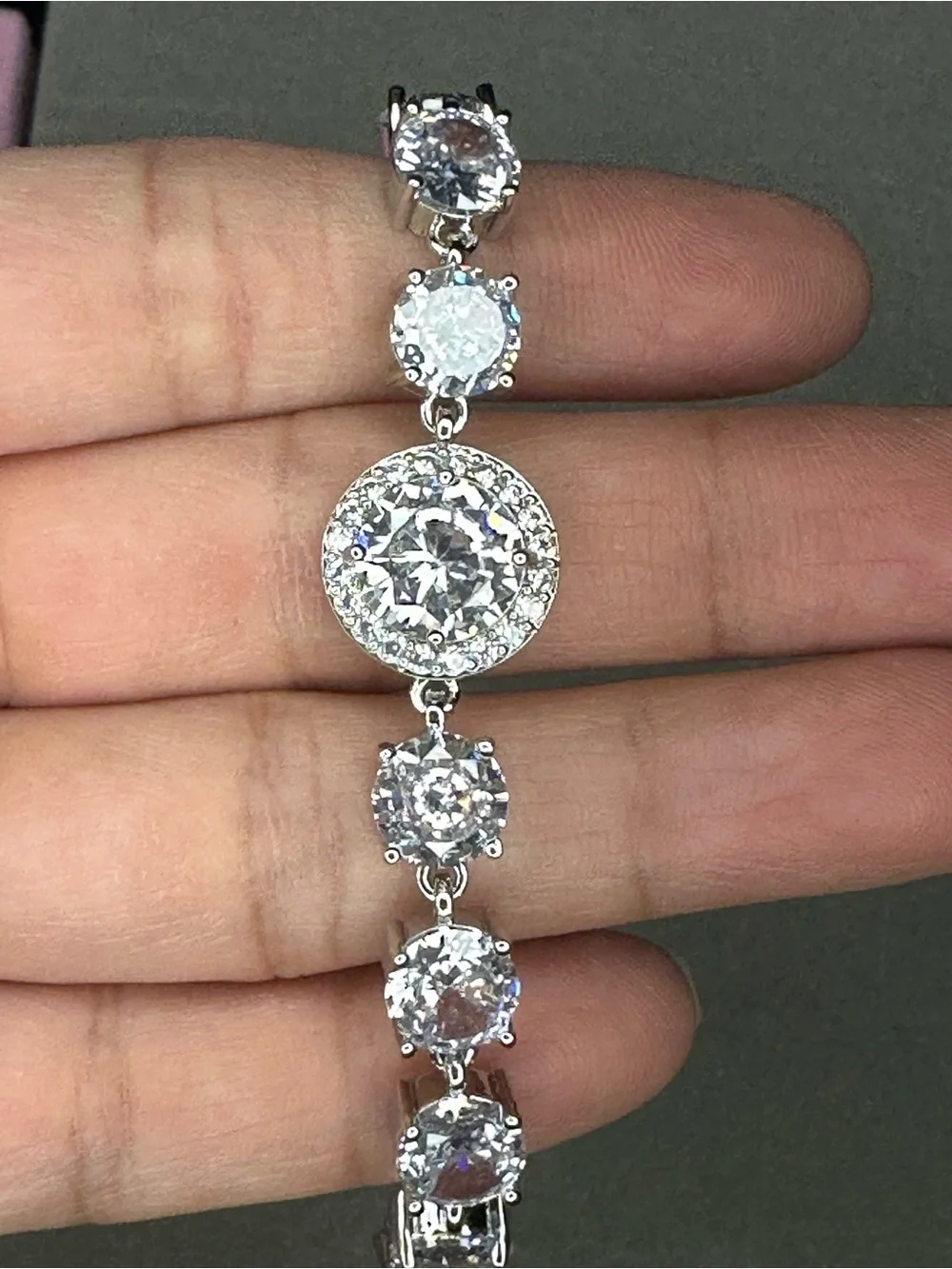 Sterling Silver Clear Crystal Drop Bracelet - Women Jewelry